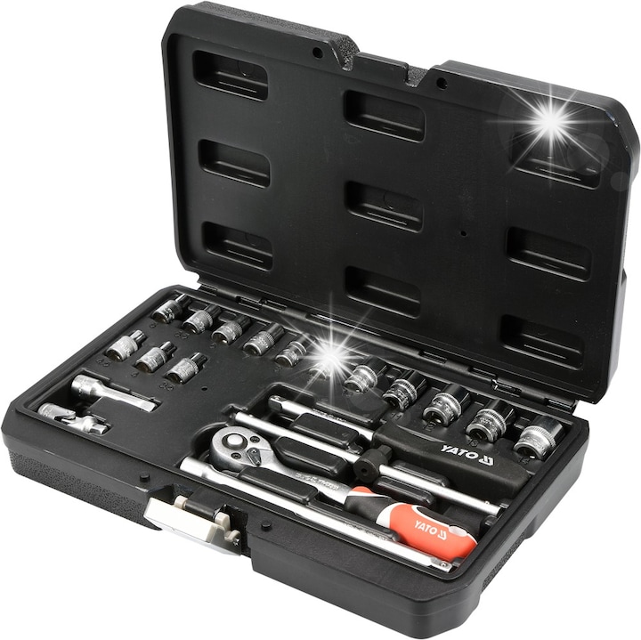 Set unelte 1/4", Yato, 20 piese, CrV 50BV30, 72 dinti