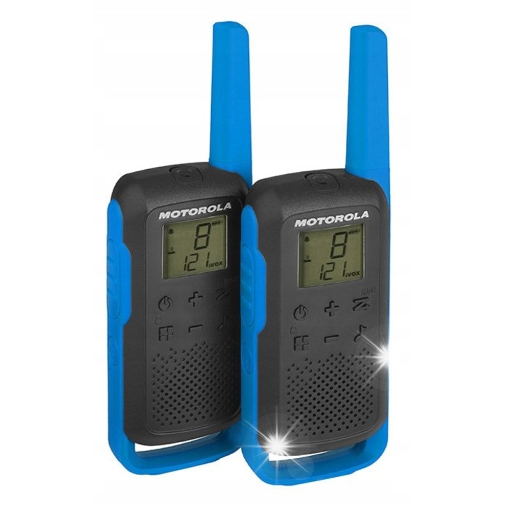 Motorola T62 PMR rádiókészlet, 2 db, 16 csatorna, 8 km, fekete/kék