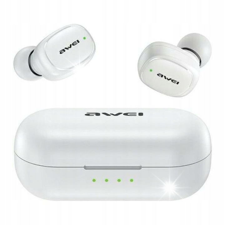 AWEI T13 Pro TWS vezeték nélküli fülhallgató, fehér, Bluetooth 5.1, vízálló, töltőállomással