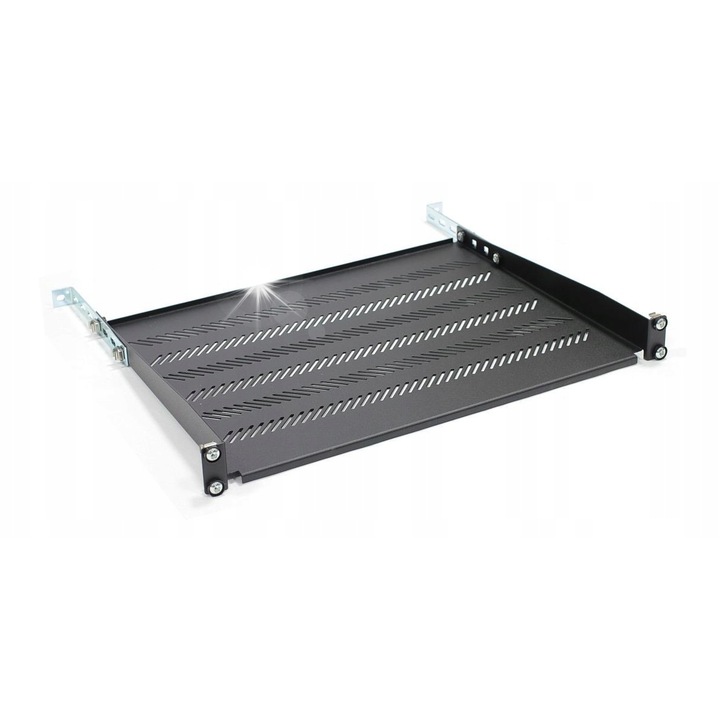 Raft pentru rack 19'', 483x350mm, 1U, neagra, capacitate maxima 15kg, set cu accesorii