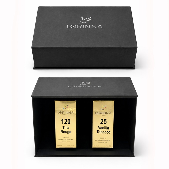 Set parfum Lorinna Paris Vanilla Tobacco & Tilia Rouge, 2 x 50 ml, Cutie cadouri parfum premium