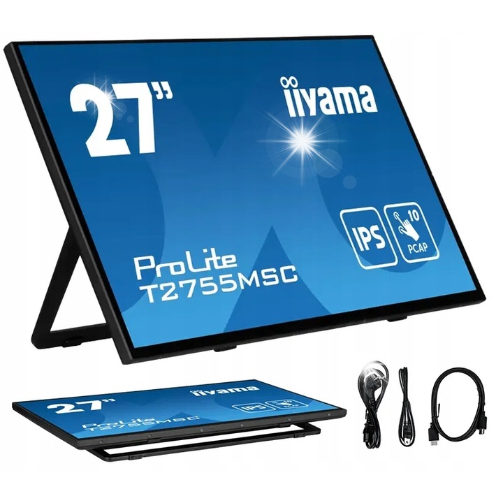 Monitor 27" ProLite T2755MSC-B1, touch, IPS, Full HD, negru, 1920x1080
