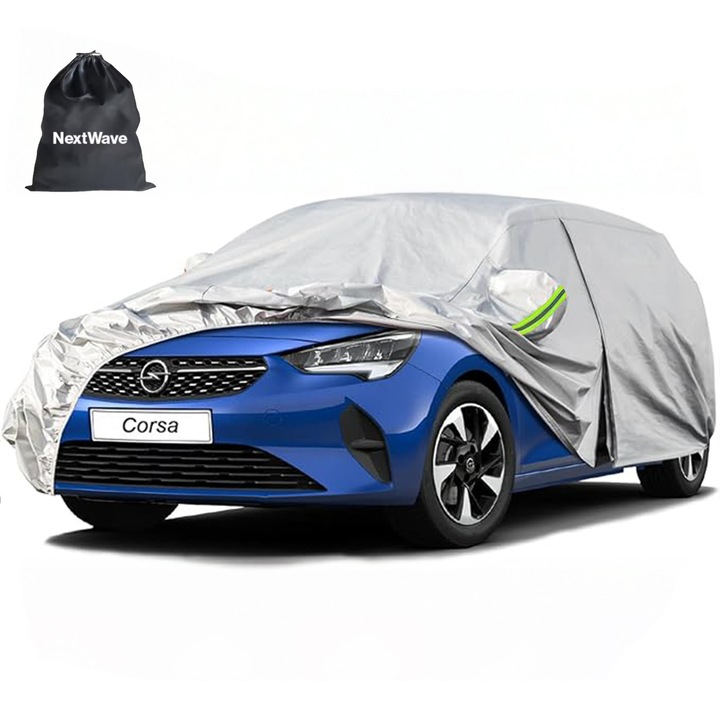 Prelata Auto Premium NextWave®️, Impermeabila, Protectie UV, Praf, Zapada, Inghet, Universala pentru Sedan, Buzunare Oglinzi, Fermoar Usa Sofer, Material Premium, Husa Saculet Depozitare, 435 x 170 x 150