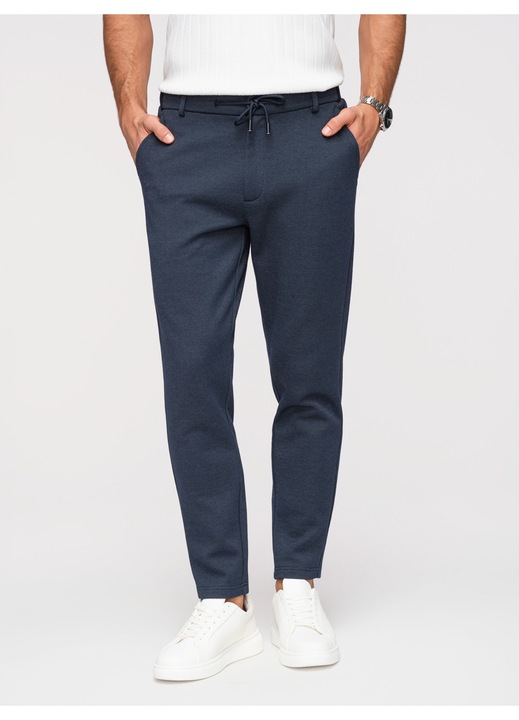 OMBRE Pantaloni Carrot Jacquard Bumbac Pantaloni Barbati Casual, Bleumarin