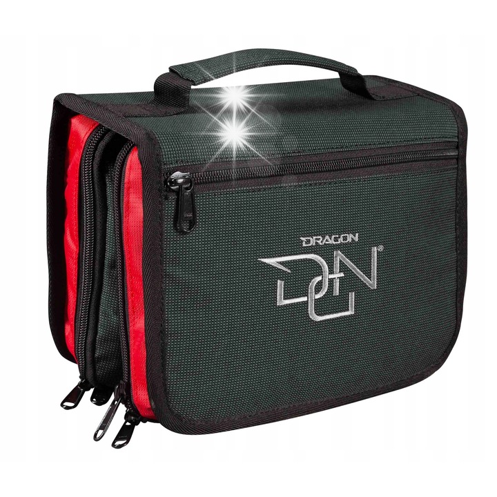 Husa pentru accesorii Dragon, 23.5x12x17.5cm, rosu-negru