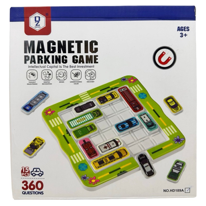 Joc educativ magnetic Traffic Parking Game cu masini 360 provocari puzzle copii