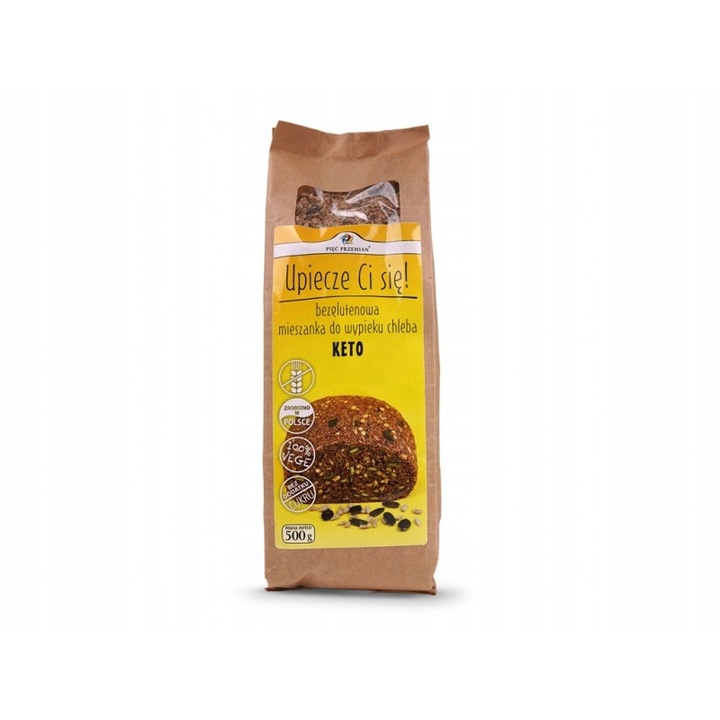 Amestec de paine fara gluten, PIEC PRZEMIAN, 500g, dieta ketogenica, vegan, fara zahar