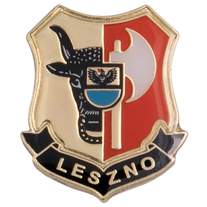 Значка Leszno, метал, 18x20 мм, емайлирани детайли, елегантен дизайн