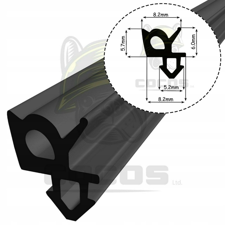 EPDM gumi tömítés PVC ablakokhoz és ajtókhoz WS027 fekete 1m – ablaktömítés, ajtótömítés, KYCT tömítőprofil