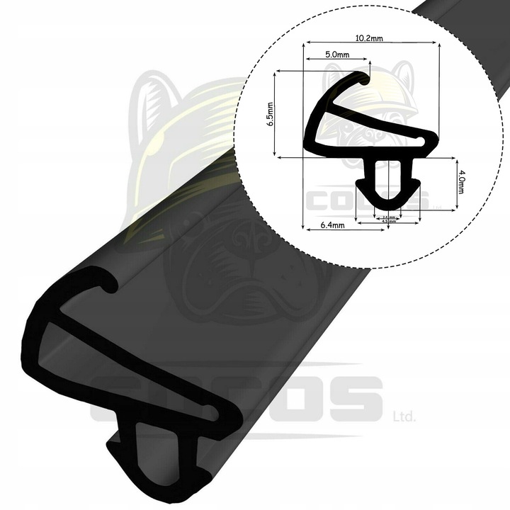 Tömítés PVC vasalathoz S-1585, 1m, fekete