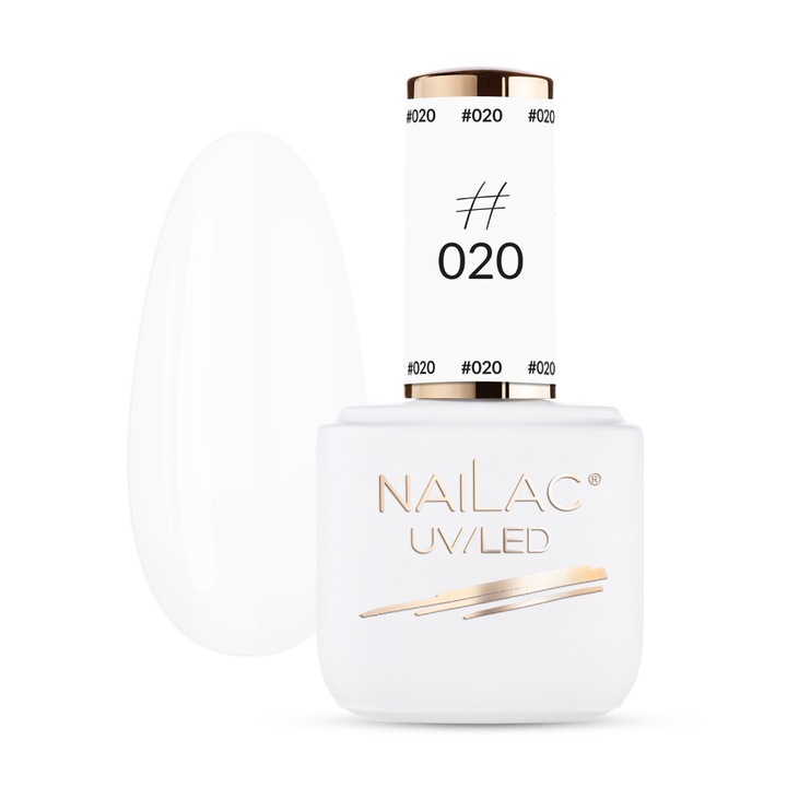 Oja hibrida NaiLac #020, alb, 7ml