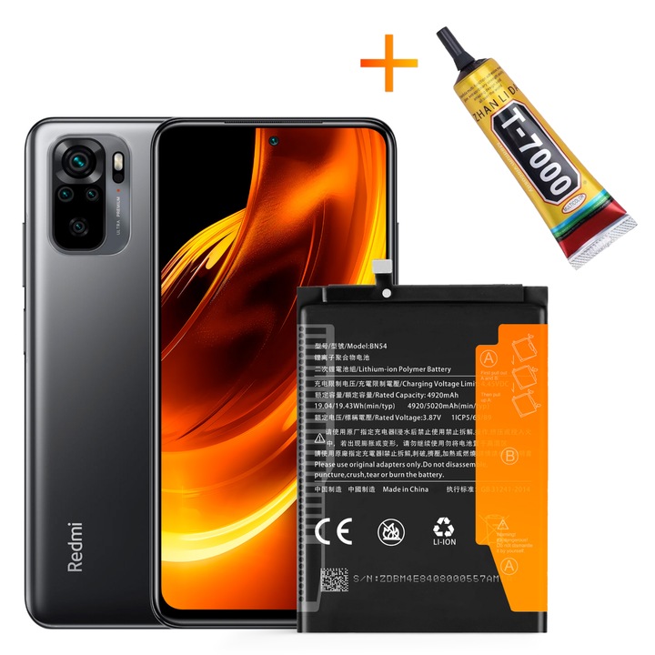 BN54 akkumulátor + T7000 ragasztó Xiaomi Redmi 9 10X / Note 9 / Poco M2 5020 mAh-hoz