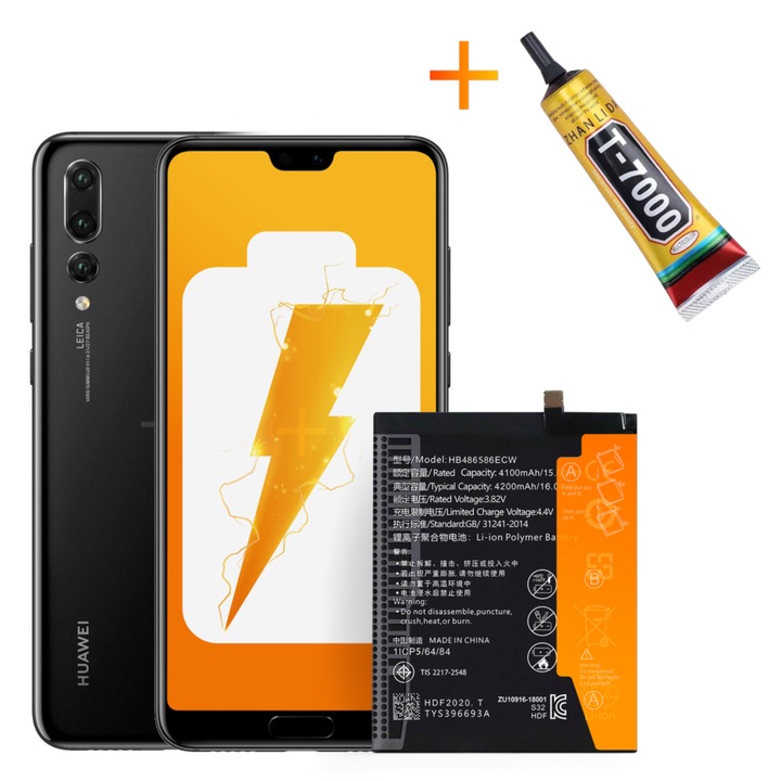 HB486586ECW akkumulátor + T7000 ragasztó Huawei P40 Lite 4200 mAh akkumulátorhoz