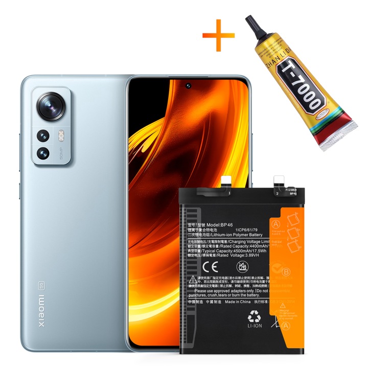 BP46 akkumulátor + T7000 ragasztó 4500 mAh Xiaomi Mi 12 Mi 12X Mi12 akkumulátorhoz