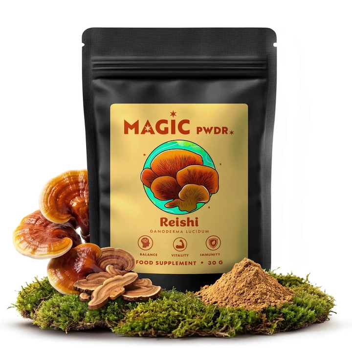 Ciuperca Reishi, Magic Pwd, Extract 10:1, Pudra, Supliment alimentar, Adaptogen, Sistem imunitar, 30g
