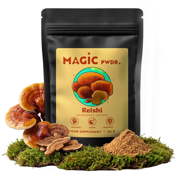 Ciuperca Reishi, Magic Pwd, Extract 10:1, Pudra, Supliment alimentar, Adaptogen, Sistem imunitar, 30g