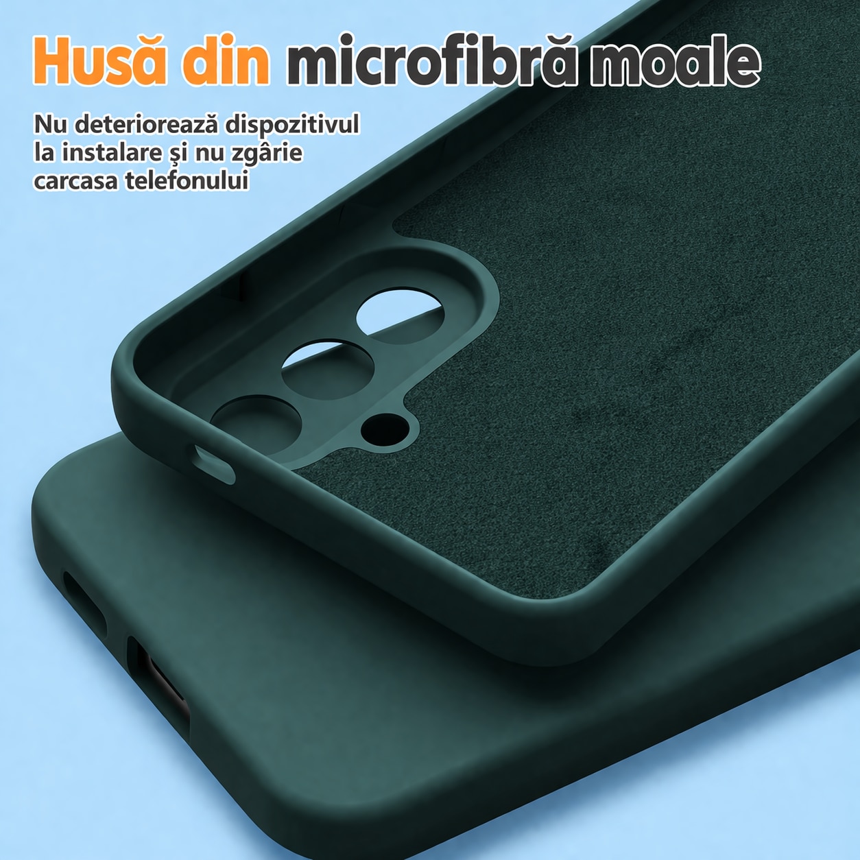 Husa Soft Touch, slim, ALC Mobile, anti soc, compatibila cu Samsung Galaxy A57, Verde Inchis Tpu