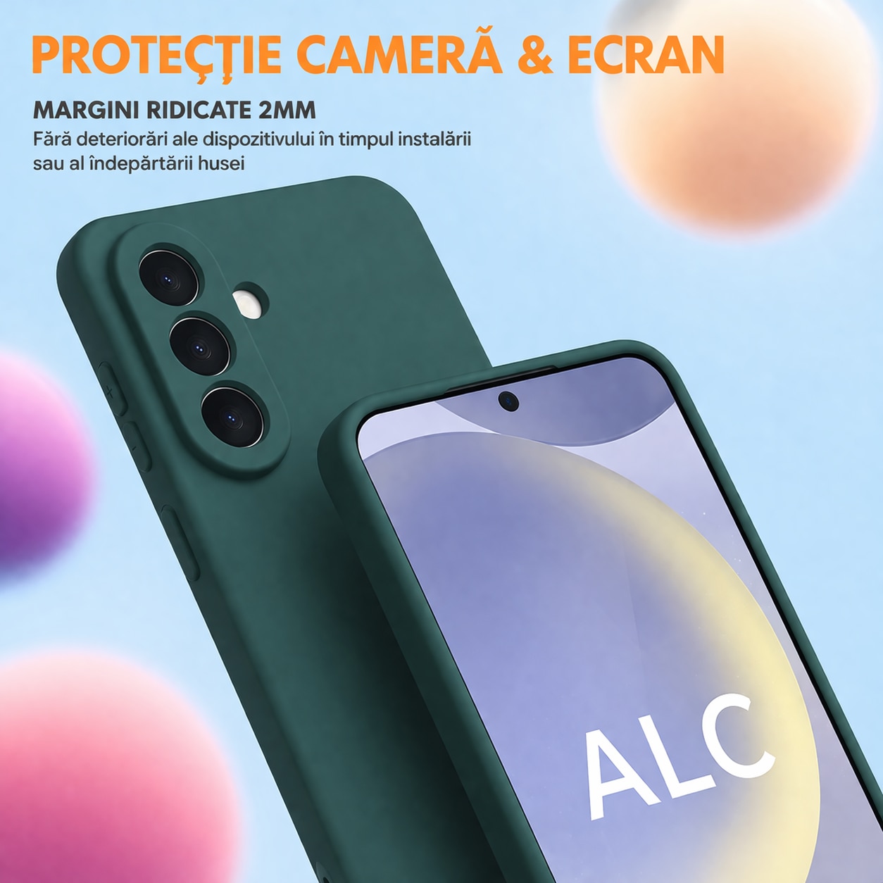 Husa Soft Touch, slim, ALC Mobile, anti soc, compatibila cu Samsung Galaxy A57, Verde Inchis Tpu