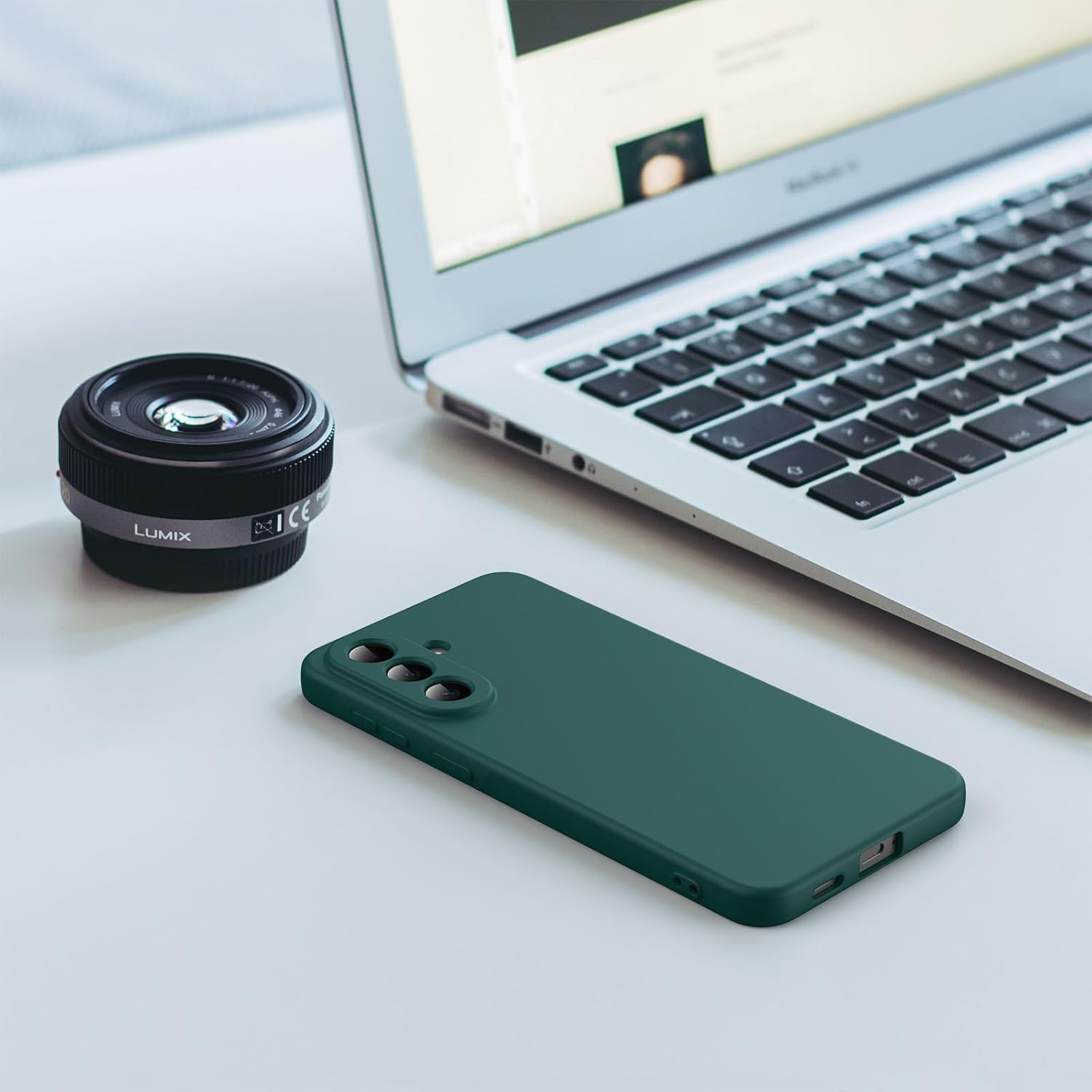 Husa Soft Touch, slim, ALC Mobile, anti soc, compatibila cu Samsung Galaxy A57, Verde Inchis Tpu