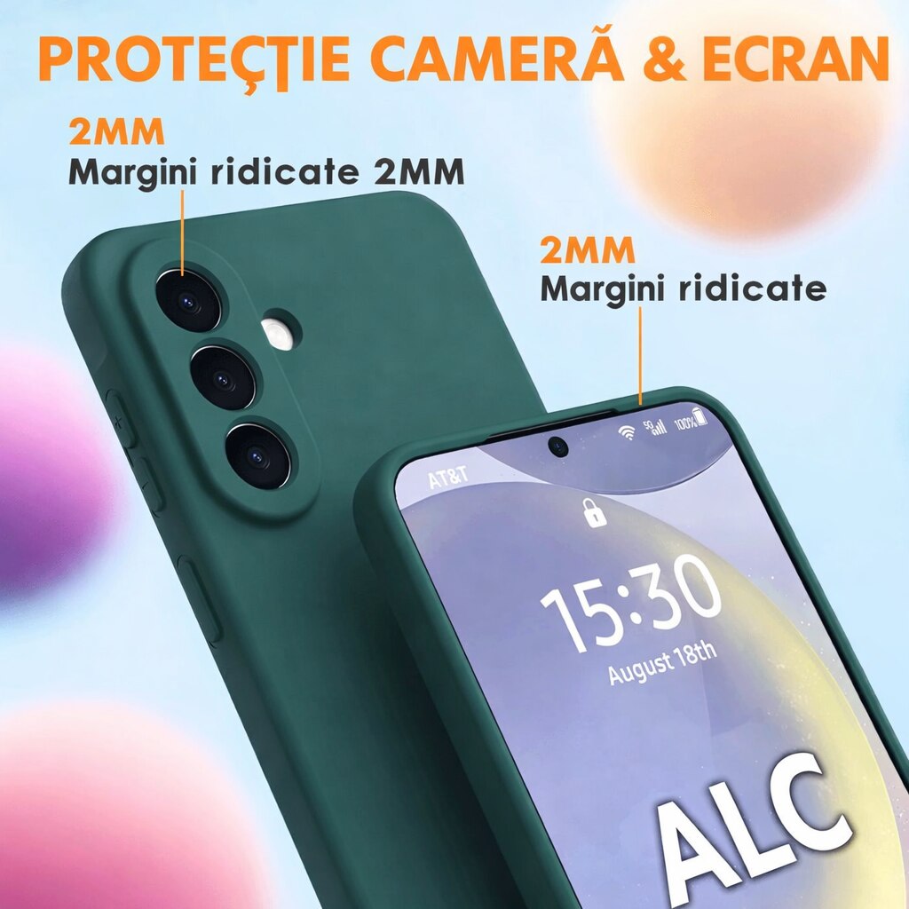 Husa Soft Touch, slim, ALC Mobile, anti soc, compatibila cu Samsung Galaxy A57, Verde Inchis Tpu