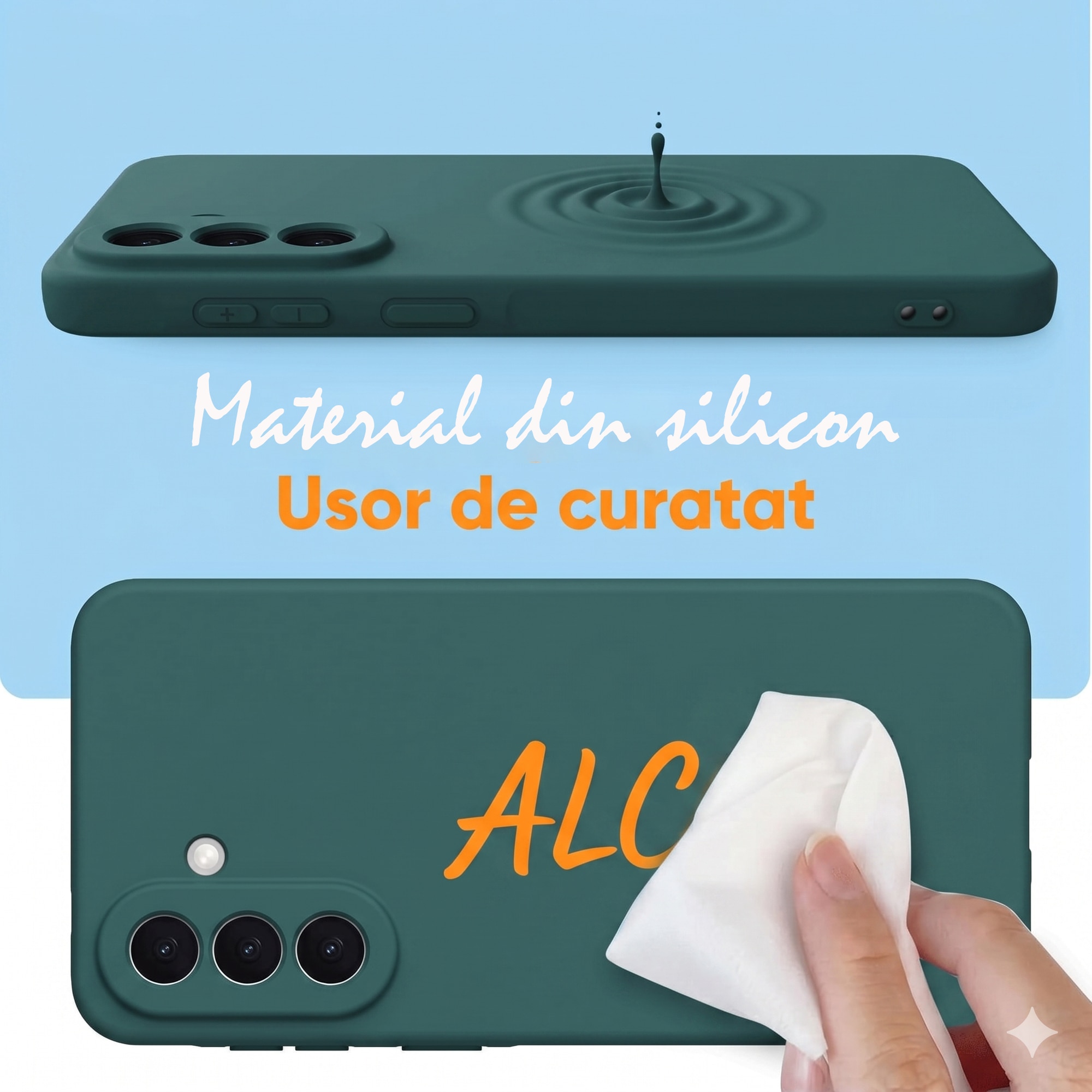 Husa Soft Touch, slim, ALC Mobile, anti soc, compatibila cu Samsung Galaxy A57, Verde Inchis Tpu