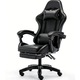 Scaun Gaming, TOP SCAUNE®, Scaun Gaming Ergonomic Cu Masaj Lombar Vibrator, Spatar Rabatabil 90-145°, Suport Picioare Retractabil, Piele PU Rezistenta, Perne Lombare Si Cervicale Reglabile, Baza Nylon Stabila, Rotire 360°, Negru
