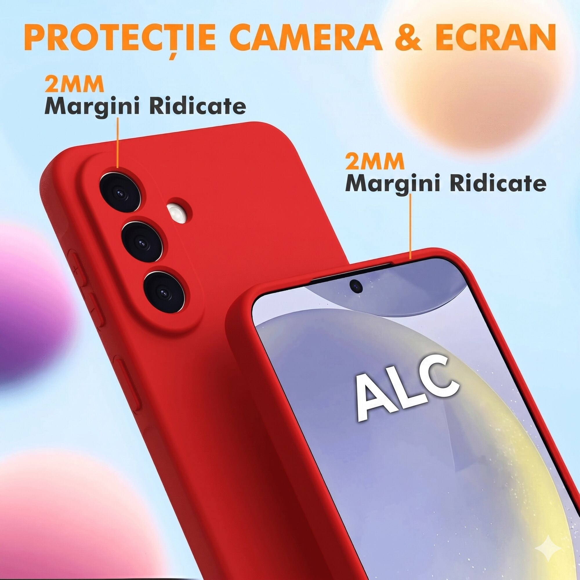Husa Soft Touch, slim, ALC Mobile, anti soc, compatibila cu Samsung Galaxy A57, Rosu Tpu