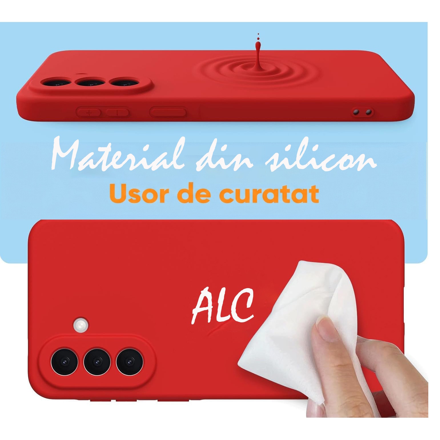 Husa Soft Touch, slim, ALC Mobile, anti soc, compatibila cu Samsung Galaxy A57, Rosu Tpu