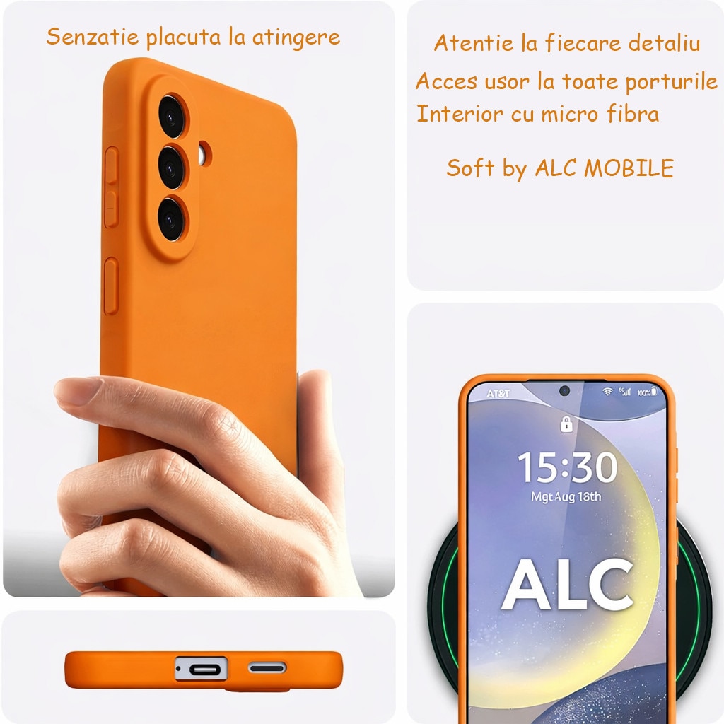 Husa Soft Touch, slim, ALC Mobile, anti soc, compatibila cu Samsung Galaxy A57, Portocaliu Tpu