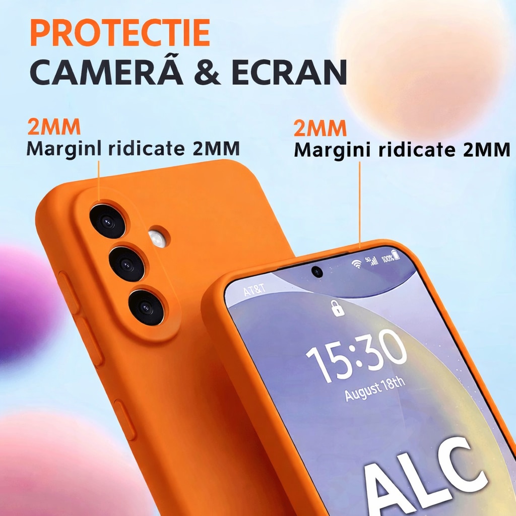 Husa Soft Touch, slim, ALC Mobile, anti soc, compatibila cu Samsung Galaxy A57, Portocaliu Tpu