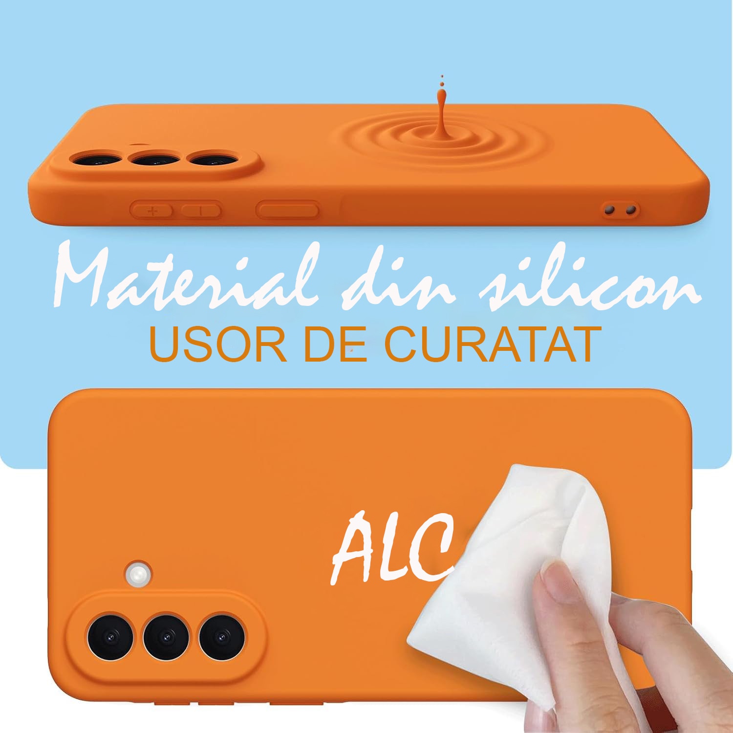 Husa Soft Touch, slim, ALC Mobile, anti soc, compatibila cu Samsung Galaxy A57, Portocaliu Tpu