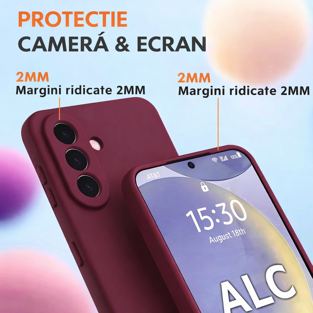 Husa Soft Touch, slim, ALC Mobile, anti soc, compatibila cu Samsung Galaxy A57, Visiniu Tpu
