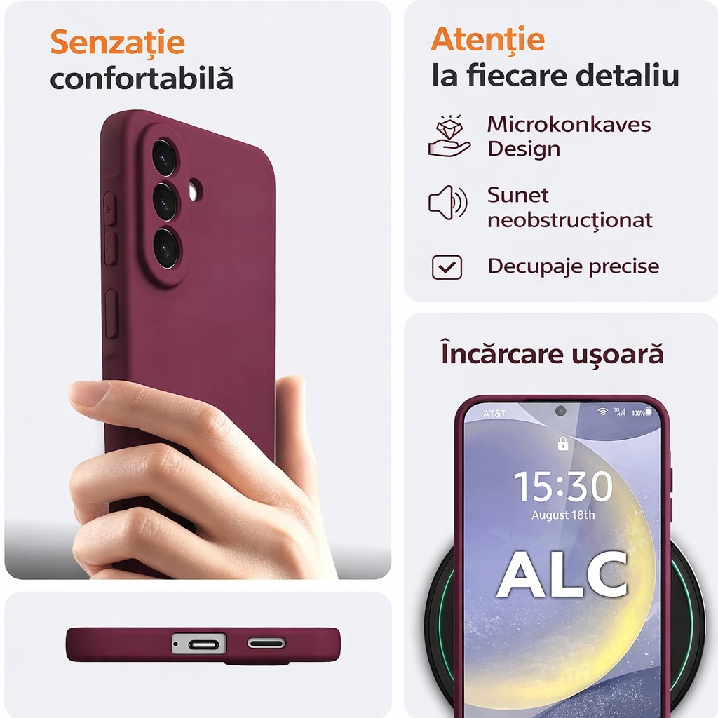 Husa Soft Touch, slim, ALC Mobile, anti soc, compatibila cu Samsung Galaxy A57, Visiniu Tpu