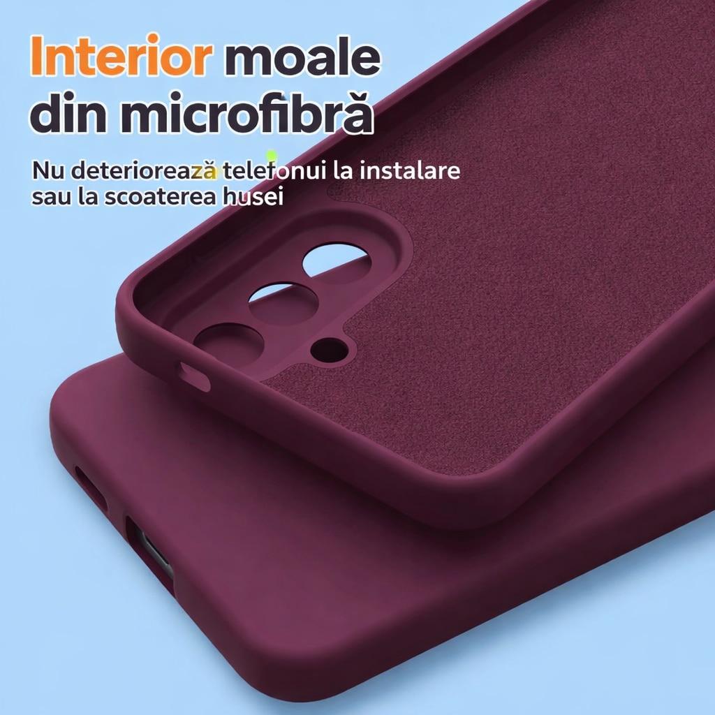 Husa Soft Touch, slim, ALC Mobile, anti soc, compatibila cu Samsung Galaxy A57, Visiniu Tpu