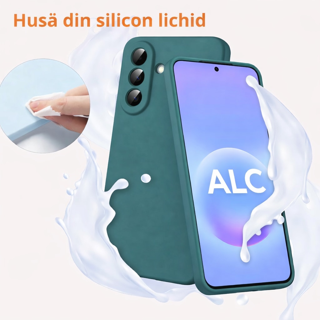 Husa Soft Touch, slim, ALC Mobile, anti soc, compatibila cu Samsung Galaxy A57, Verde Inchis Tpu