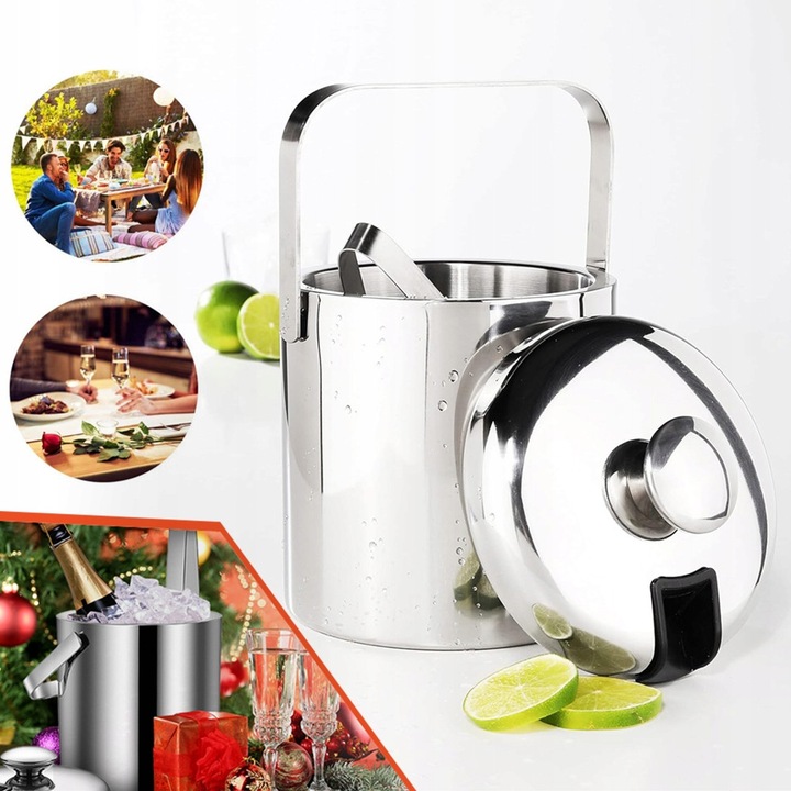 Frapiera din inox cu capac si cleste, 1.3L