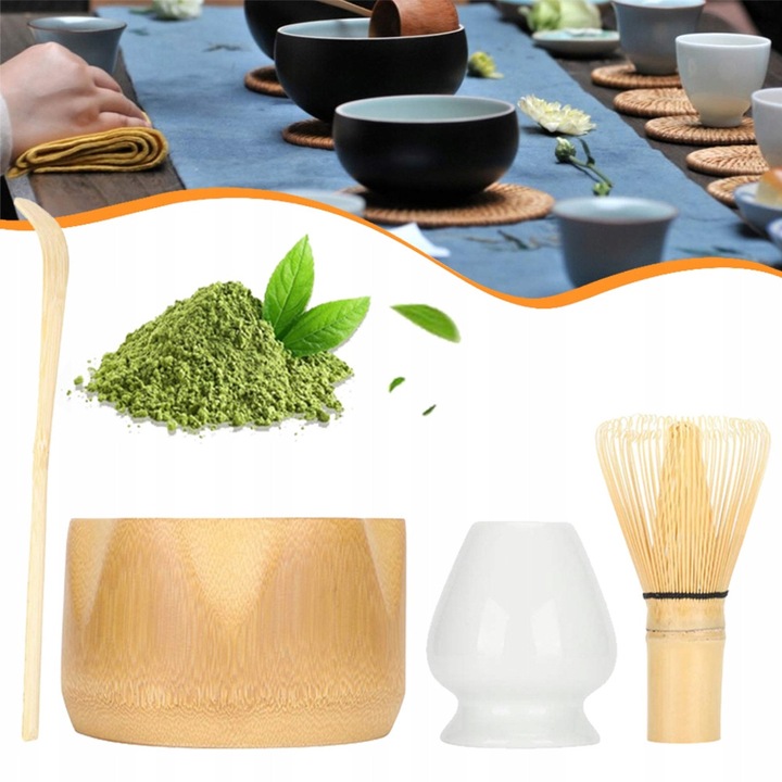 Set de accesorii pentru ceai din ceramica si bambus, 4 piese, multicolor, 6,5x11,2cm, 13,1x7cm