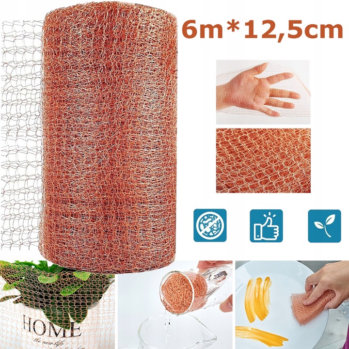 Plasa de cupru, 6m x 12,5cm, usor de taiat, pentru protectia plantelor si combaterea daunatorilor