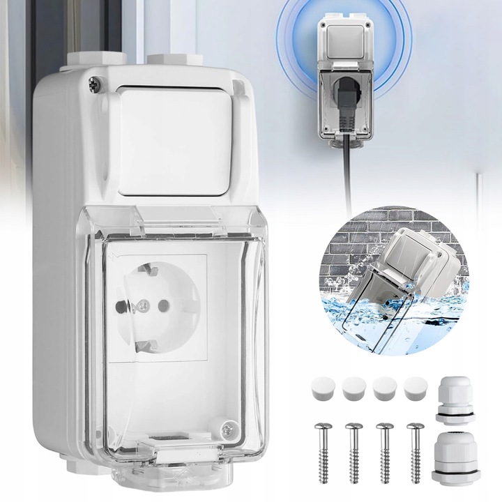 Priza simpla cu uziemienie si intrerupator, set