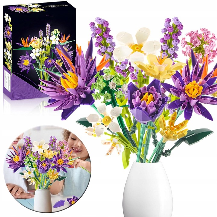 Set de constructie buchete, 6 compozitii florale, multicolor, 30x23,5x6 cm