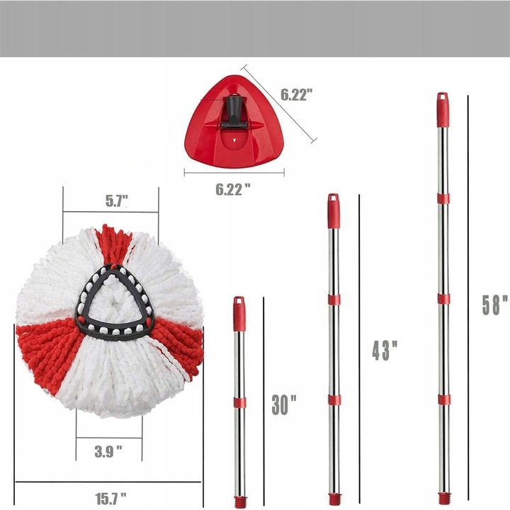 Cap de rezerva mop cu microfibra, mop telescopic cu maner 76-148 cm, set