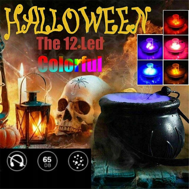 Atomizor ultrasonic pentru petrecere, cu 12 diode LED, pentru Halloween