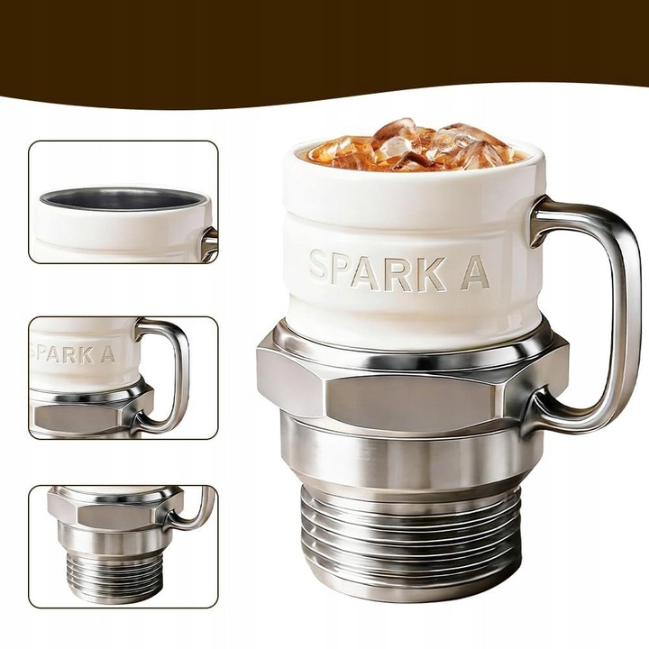 Cana din inox, design modern, textura striata, 300ml, 13x14cm