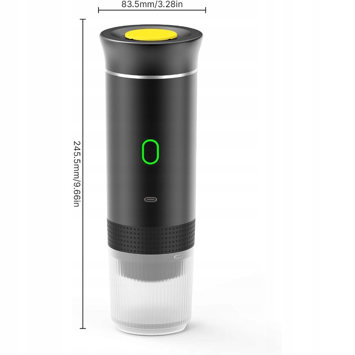 Espressor portabil, 7500mAh, 60ml, 245.5x83.5mm, negru