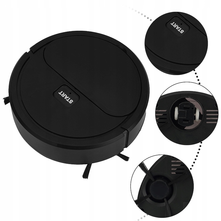 Robot de curatare multifunctional K16, negru, 16x16x5,4cm, set complet