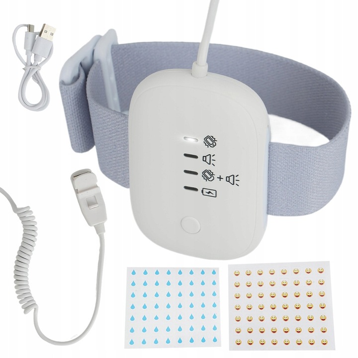 Dispozitiv monitorizare medicala, alarma pentru enurezis, cu vibratii, albastru/alb