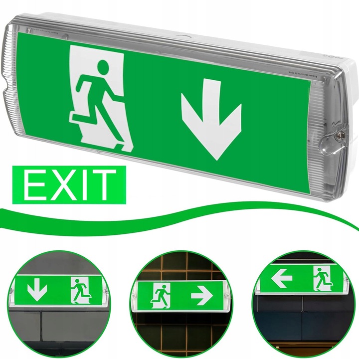 Lampa ewakuare LED cu 4 autocolante, corp iluminat comercial