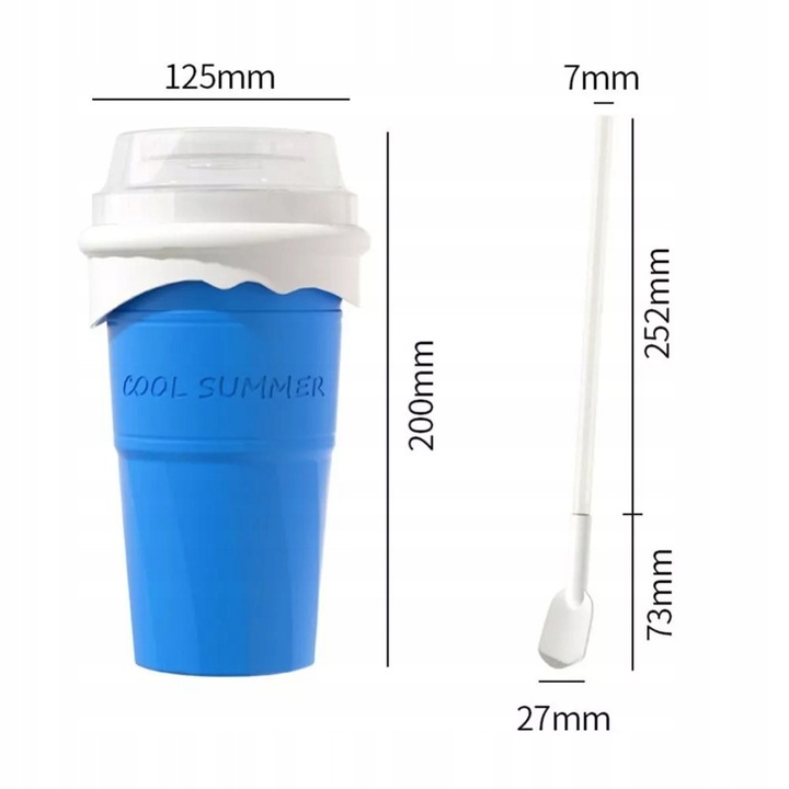 Cana portabil pentru preparat slushy, 500ml, albastru/alb