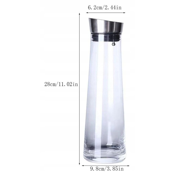 Carafa din sticla, 1 litru, cu capac, set de carafe si decantoare