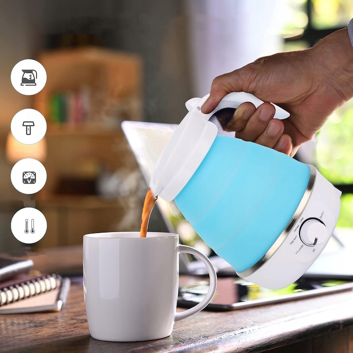 Ceainic Ambition Arlo 2.3 L argintiu, inox, design clasic, maner ergonomic